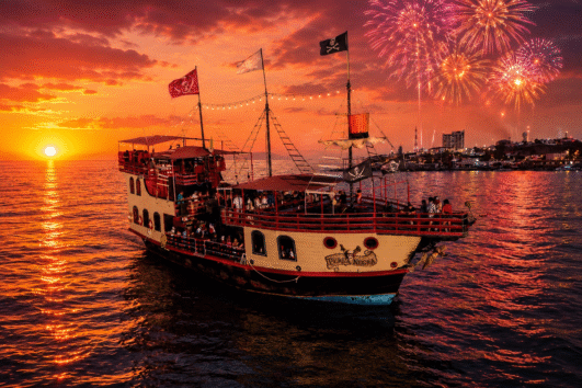 Crucero con Cena al Atardecer en el Barco Pirata Perla Negra